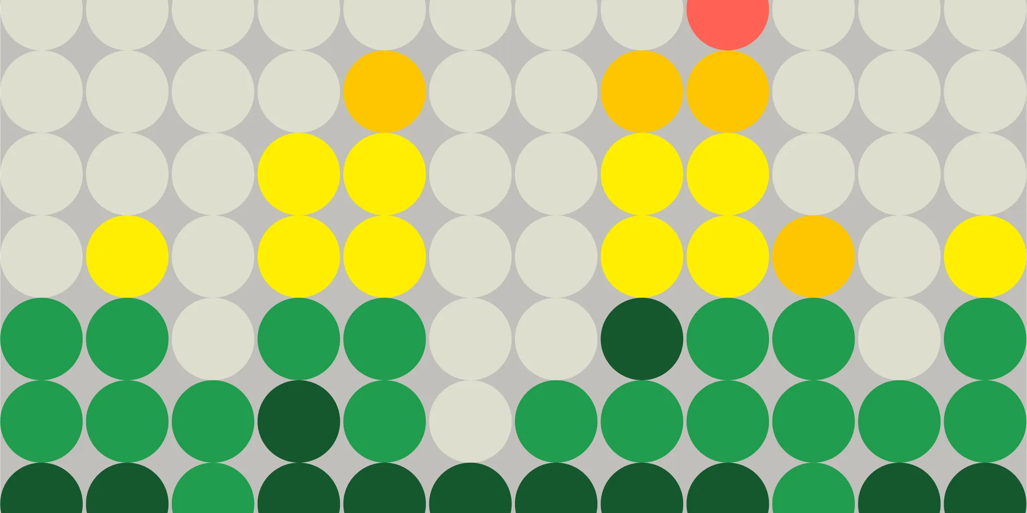A pattern of green, yellow, and red dots